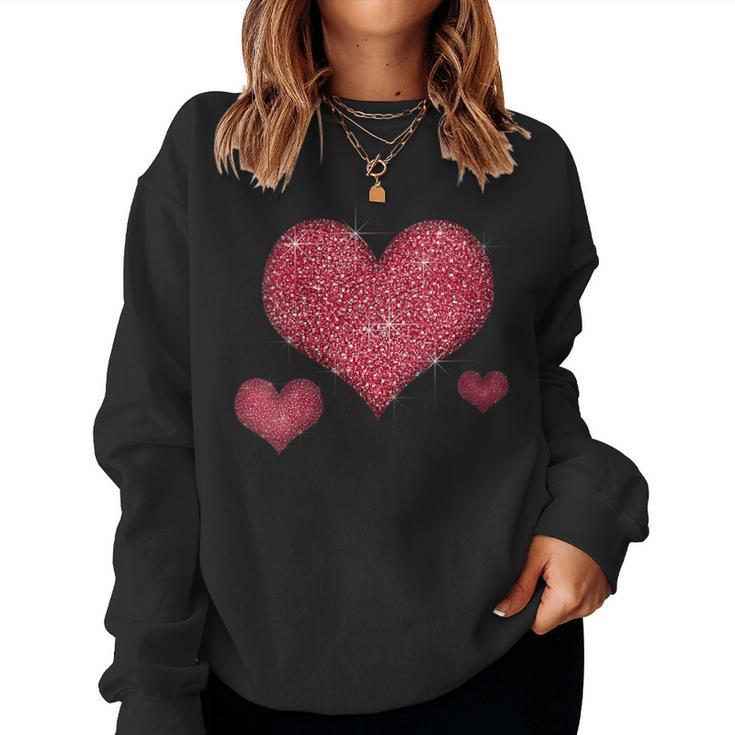 Red Heart Valentine's Day Cool Sparkle Heart Women Sweatshirt