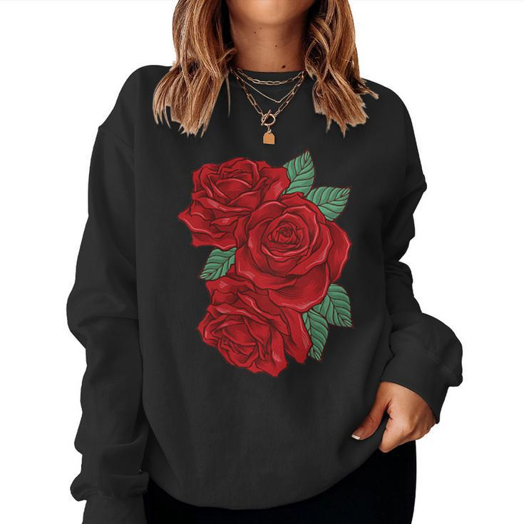 Red Rose Pocket Floral Print Bouquet For & Women Women Sweatshirt