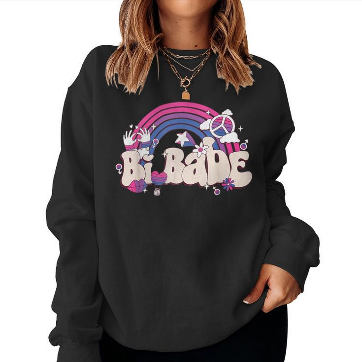 Retro Bi Babe Rainbow Bisexual Pride Flag Lgbt Pride Month Women Sweatshirt