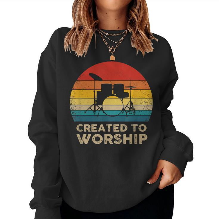 Retro Christian Drummer Vintage Women Sweatshirt