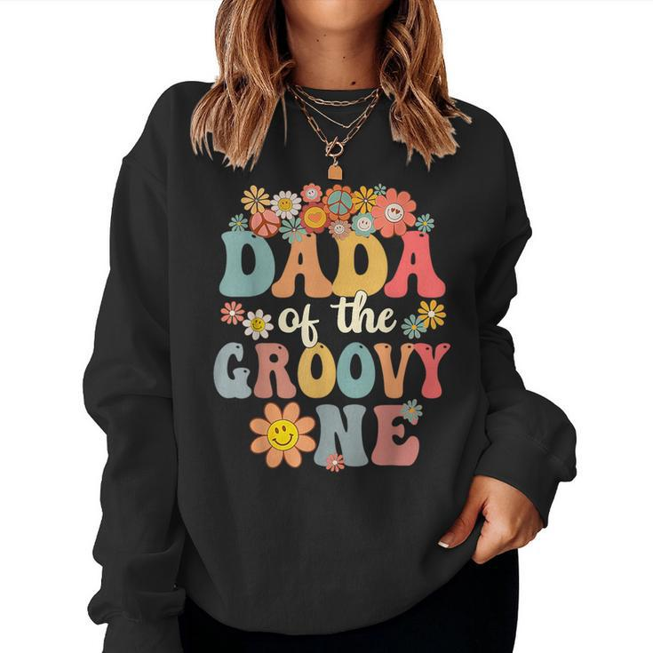 Retro Dada Of Groovy One Matching Family 1St Birthday Party Women Sweatshirt