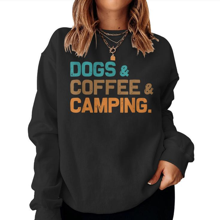 Retro Dogs Coffee Camping Campers Women Sweatshirt