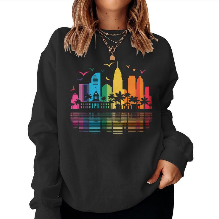 Retro Fort Lauderdale Skyline Rainbow Lgbt Lesbian Gay Pride Women Sweatshirt