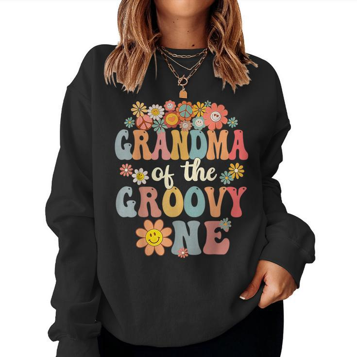 Retro Grandma Of Groovy One Matching Family 1St Birthday Women Sweatshirt