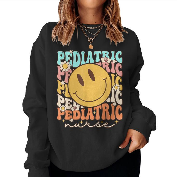 Retro Groovy Pediatric Nursing Nurse Life Cute Women Sweatshirt
