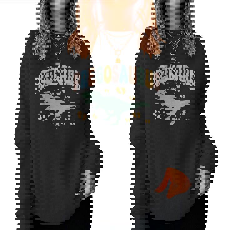 Retro Mamasaurus Pregosaurus Divertido Anuncio De Embarazo Sudadera Mujer