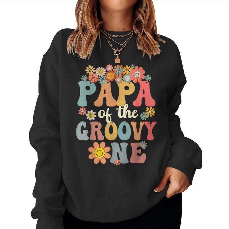 Retro Papa Of Groovy One Matching Family 1St Birthday Party Women Sweatshirt