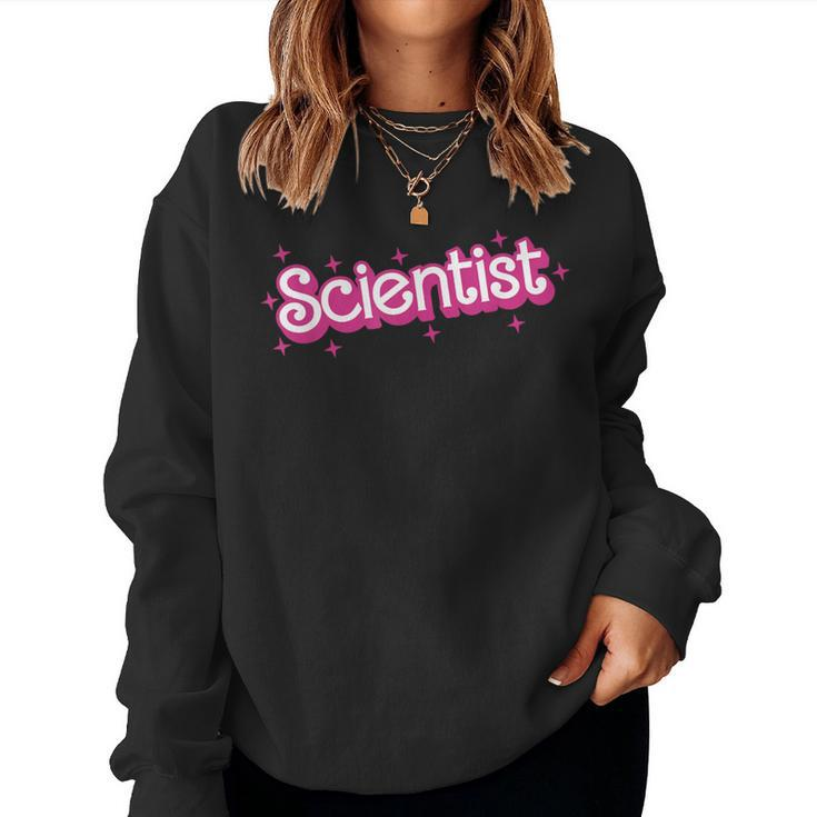 Retro Pink Scientist Science Teacher Back To School Women Sweatshirt