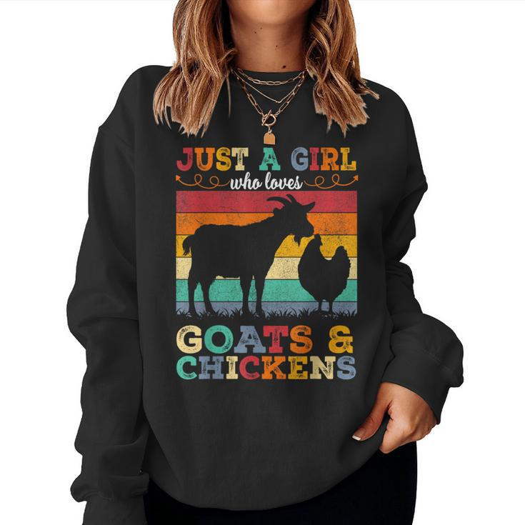 Retro Vintage Just A Girl Who Loves Chickens & Goats Farmer Women Sweatshirt