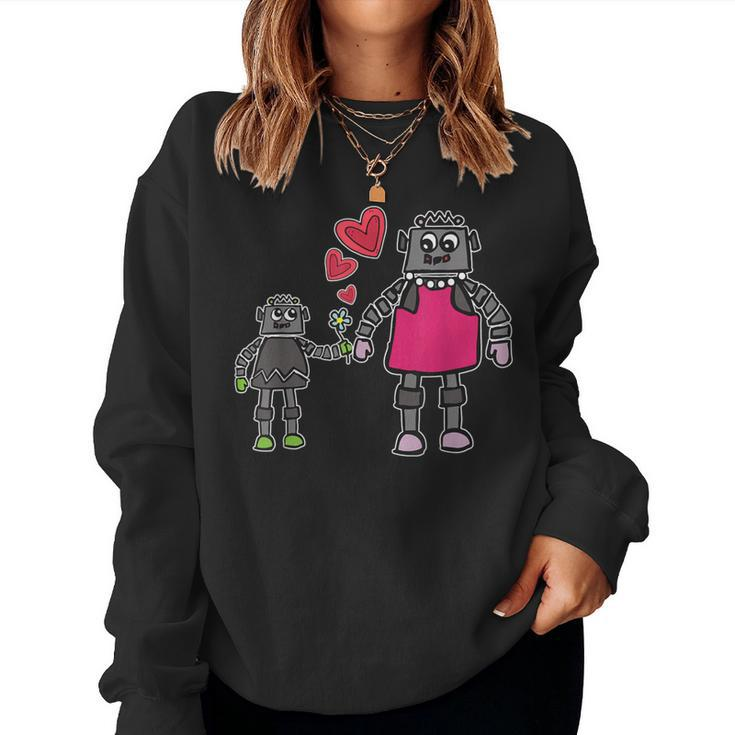 Robot Mom Mother And Son Love Women Sweatshirt