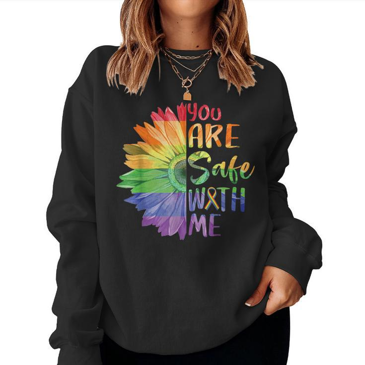 You Are Safe With Me Lgbtq Sunflower Pride Month Women Sweatshirt