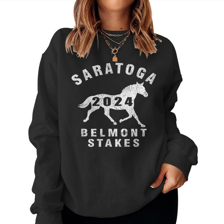 Saratoga Springs Ny 2024 Belmont Stakes Horse Racing Vintage Women Sweatshirt