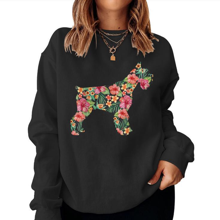 Schnauzer Flower Dog Silhouette Floral Women Women Sweatshirt