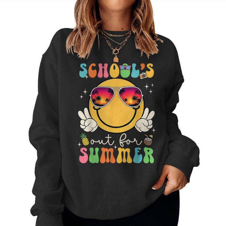 School's Out For Summer Teacher Last Day Of School Groovy Women Sweatshirt