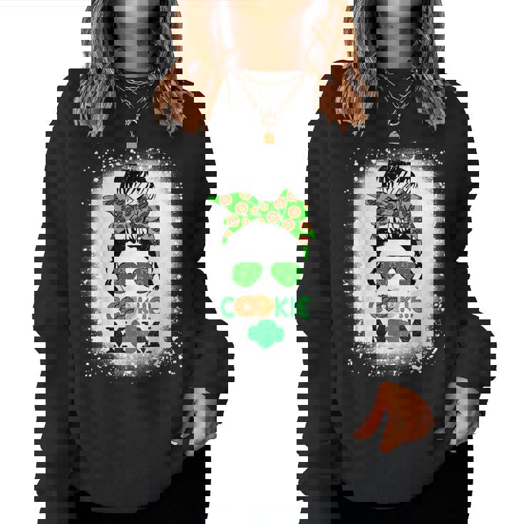 Scout Cookie Mom Girl Troop Messy Bun Sunglasses Women Sweatshirt