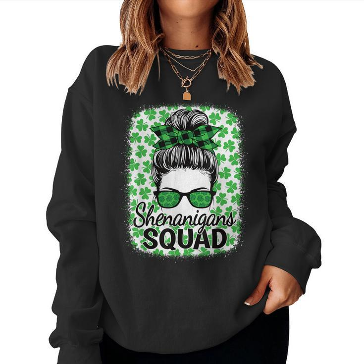 Shenanigans Squad St Patrick's Day Girls Messy Bun Women Sweatshirt