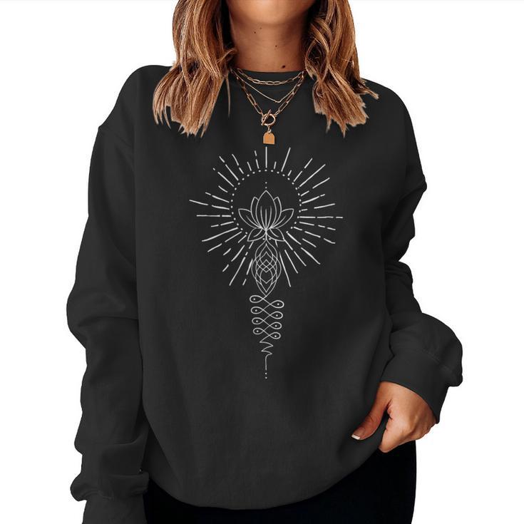 Shining Lotus Flower Unalome T Mandala Boho Women Sweatshirt