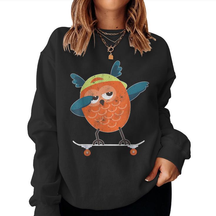 Skateboarding Hoot Owl On Skateboard For Skater Women Sweatshirt