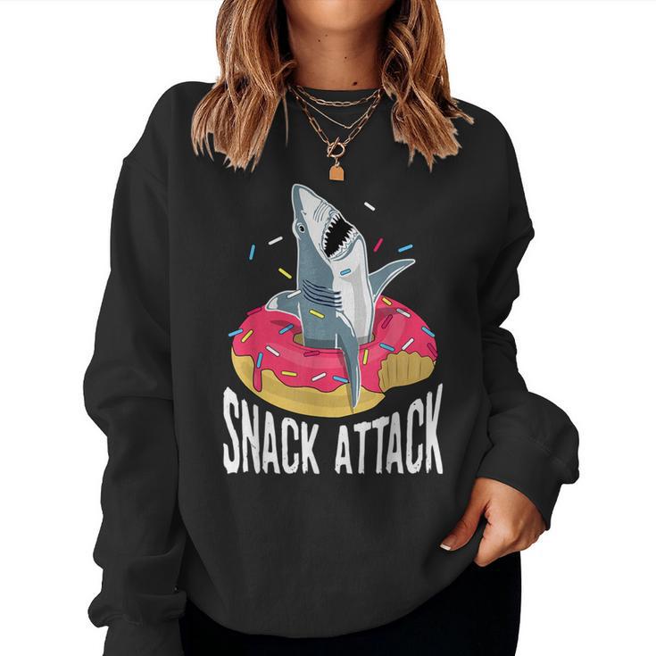 Snack Attack Doughnut Float Shark Women Women Sweatshirt