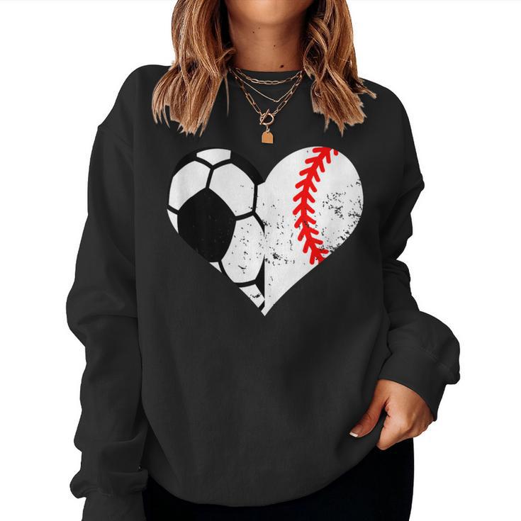 Soccer Baseball Heart Soccer Baseball Mom Women Sweatshirt