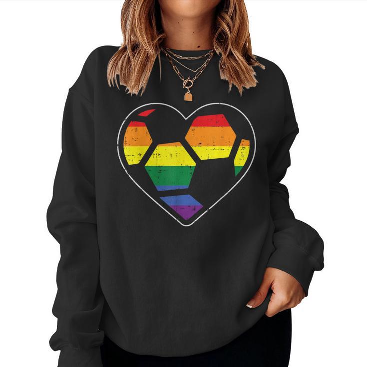 Soccer Heart Sport Lgbtq Rainbow Gay Pride Ally Women Women Sweatshirt