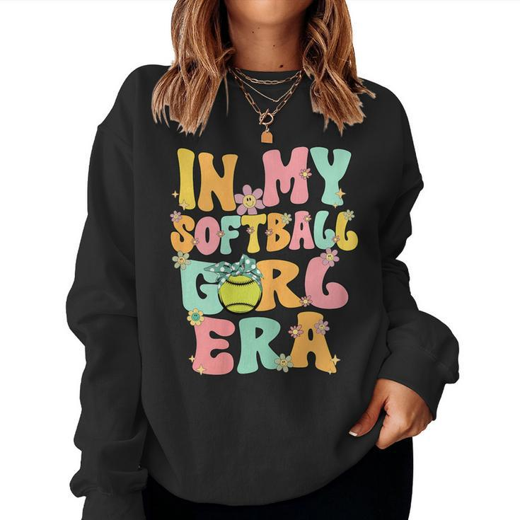 In My Softball Girl Era Retro Groovy Softball Girl Women Sweatshirt