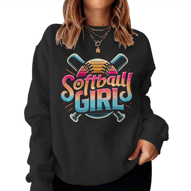 Softball Girl Softball Player Fan Women Sweatshirt