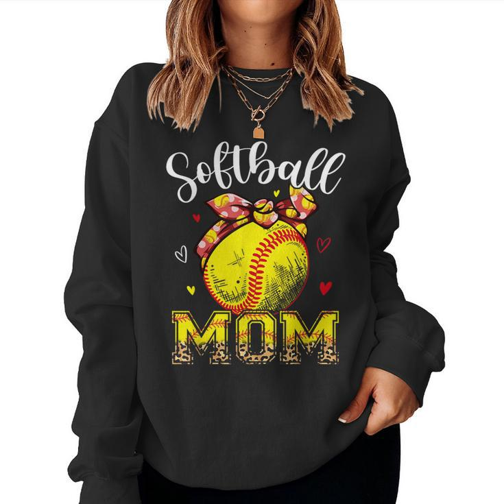 Softball Mom Headband Leopard Softball Ball Mama Women Sweatshirt