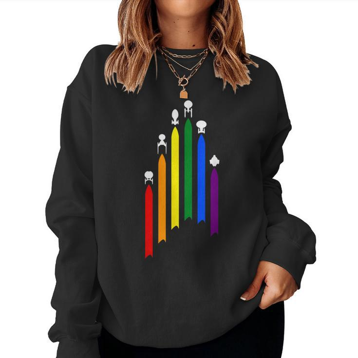 Spaceship Lgbt Flag Gay Pride Month Transgender Rainbow Women Sweatshirt
