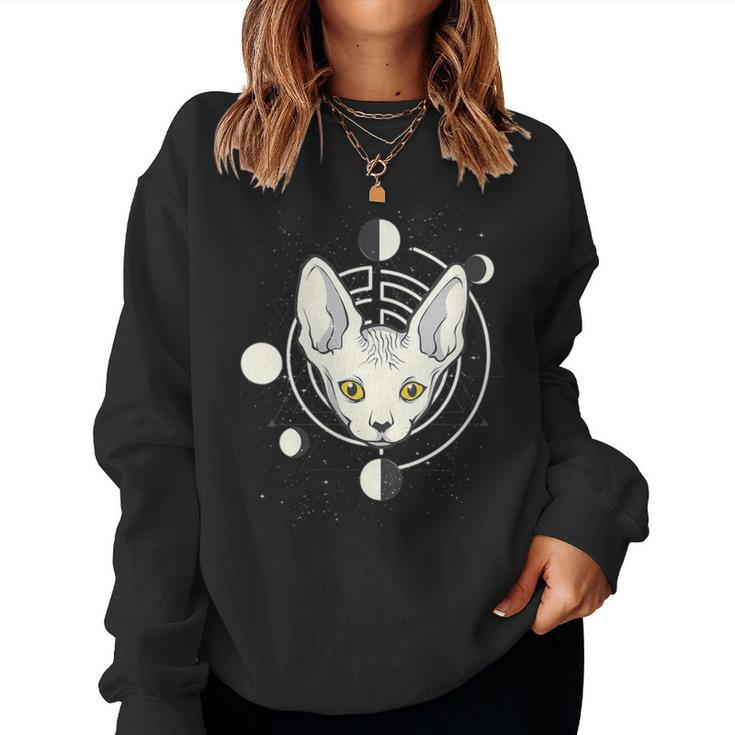 Sphynx Cat Moon Phase Gothic Women Sweatshirt