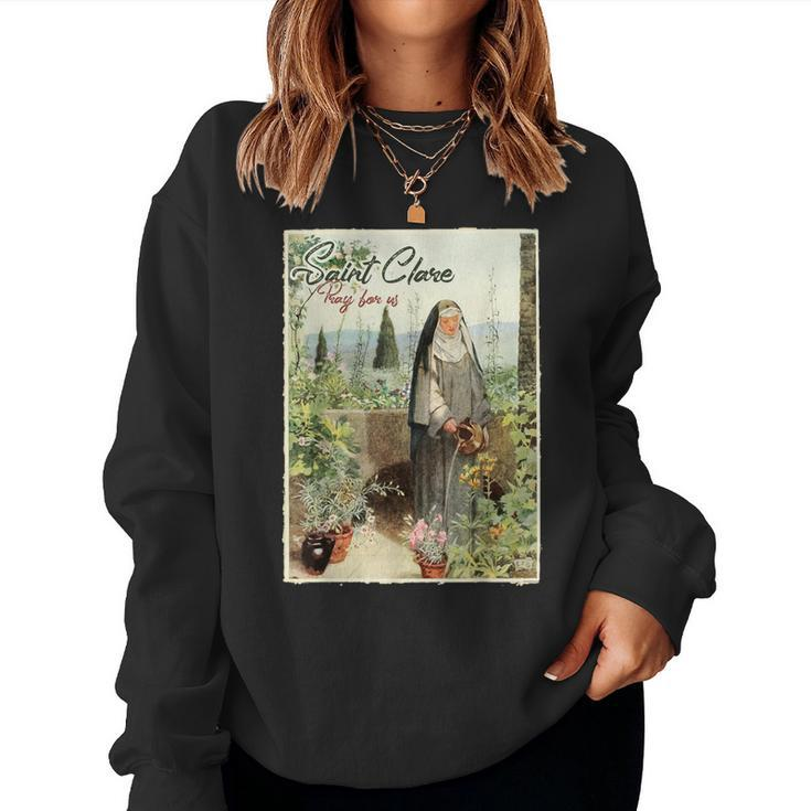 St Clare Of Assisi Italian Catholic Saint Light Women Sweatshirt