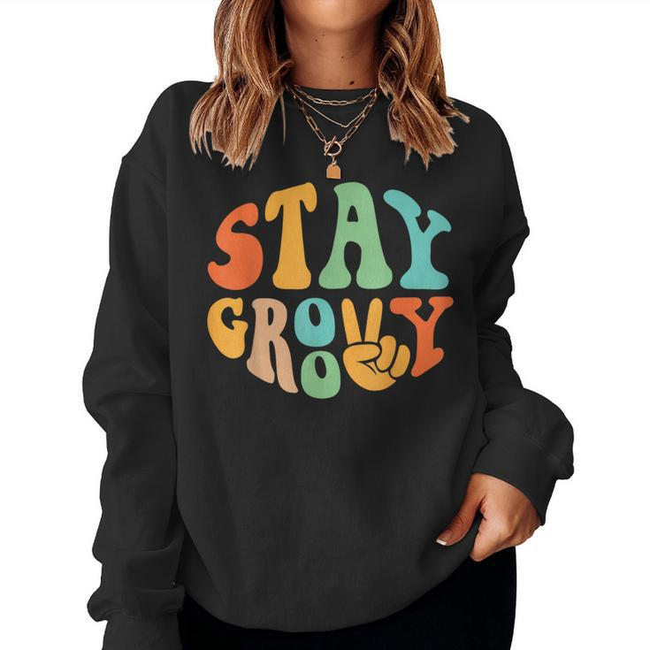 Stay Groovy Hippie Peace Sign Retro 60S 70S Women Women Sweatshirt