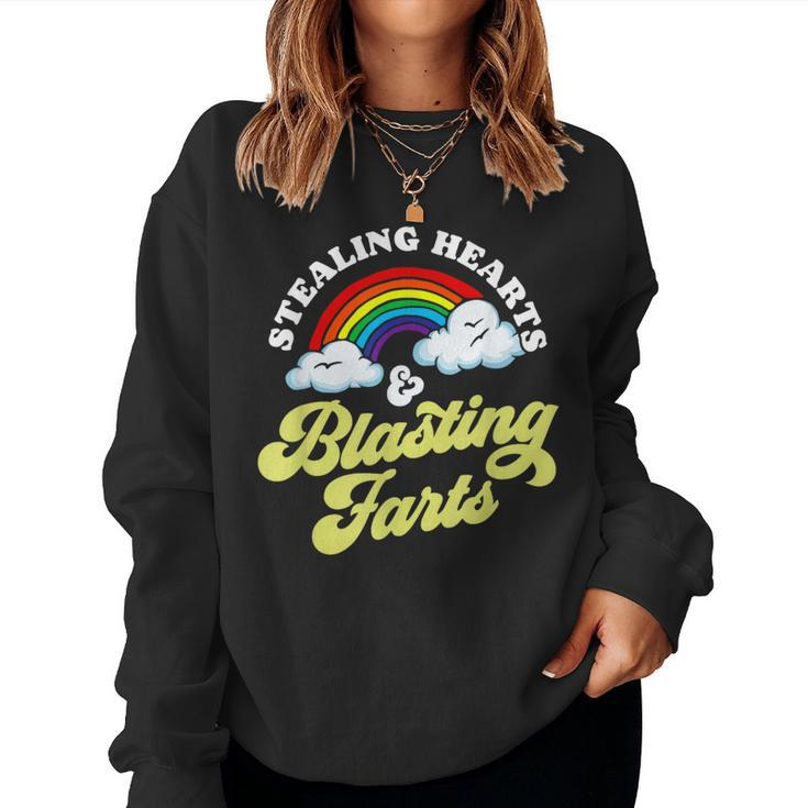 Stealing Hearts & Blasting Farts Rainbow Valentines Women Sweatshirt