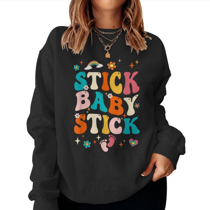 Stick Baby Stick Ivf Transfer Day Ivf Couple Groovy Women Sweatshirt