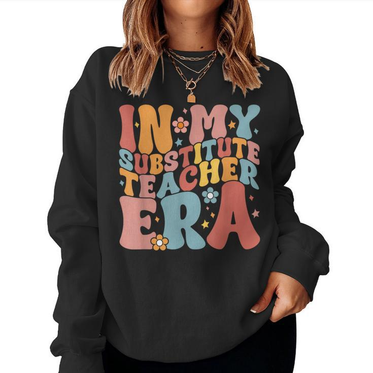 In My Substitute Teacher Era Retro Groovy Back To School Women Sweatshirt