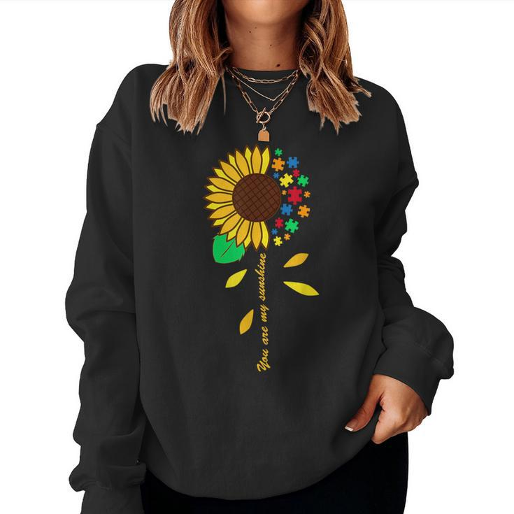Sunflower Puzzle Piece Inspirational Autism Awareness Women Sweatshirt