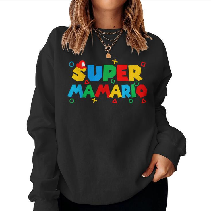 Super Gamer Mamario Day Mama Mother Video Gaming Lover Women Sweatshirt