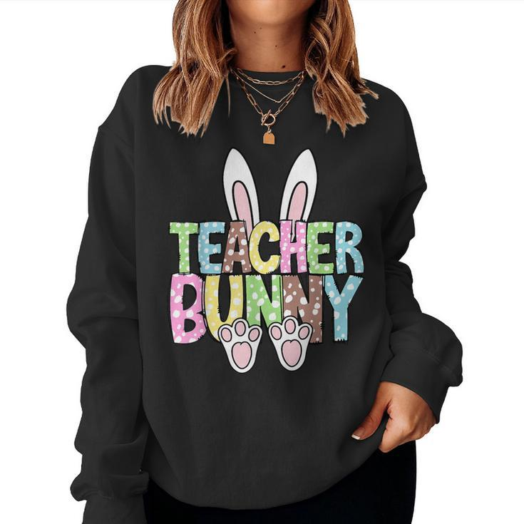 Teacher Bunny Reading Teacher Easter Spring Women Sweatshirt