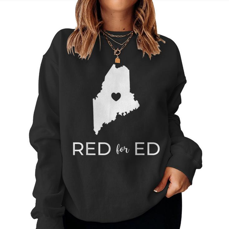 Teacher Red For Ed Maine Public Education Women Sweatshirt