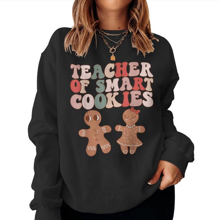 Teacher Of Smart Cookies Retro Groovy Gingerbread Women Sweatshirt