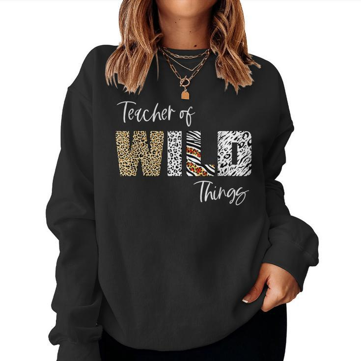 Teacher Of The Wild Things Leopard Print Teacher Women Sweatshirt