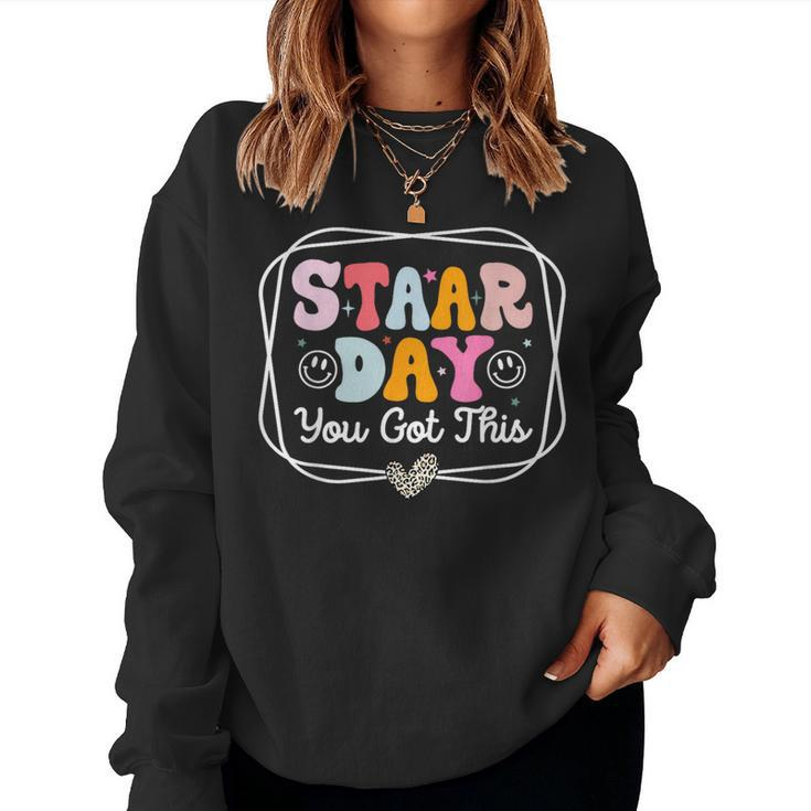 Test Staar Day You Got This Teacher Retro Groovy Testing Day Women Sweatshirt