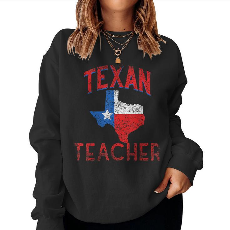Texan Teacher Flag Proud Texas Vintage Women Sweatshirt