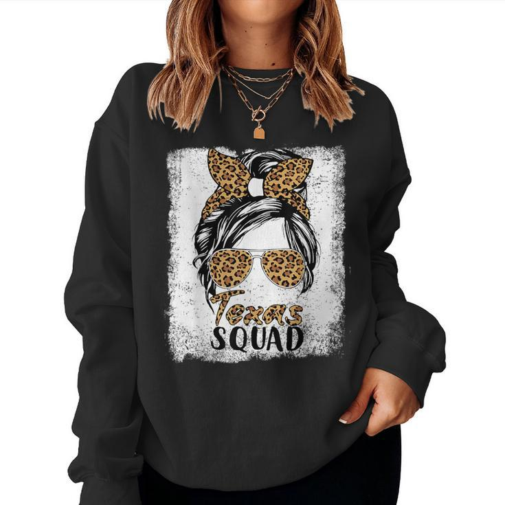 Texas Squad Summer Girls Trip 2024 Messy Bun Leopard Women Sweatshirt