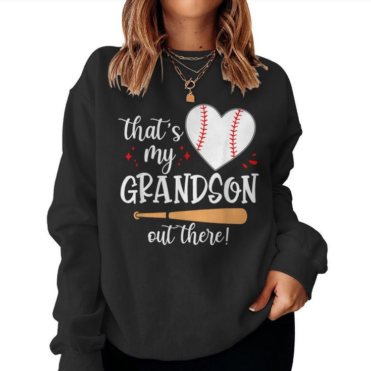 Thats My Grandson Out There Baseball Grandma Mom Women Sweatshirt
