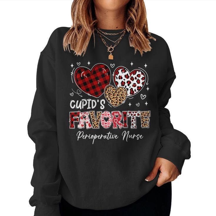 Three Hearts Cupid's Favorite Perioperative Nurse Valentine Women Sweatshirt