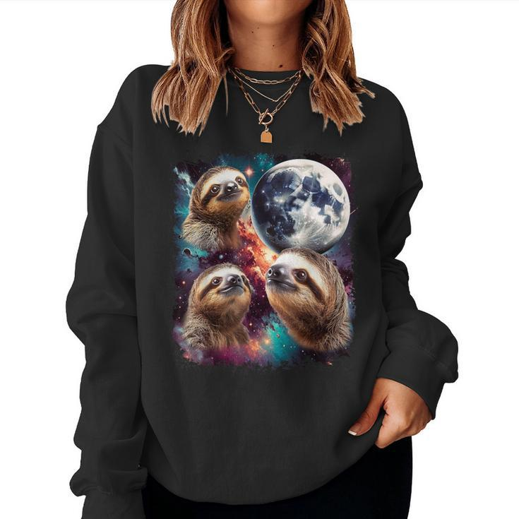 Three Sloth Moon 3 Sloth Moon Cursed Meme Women Sweatshirt