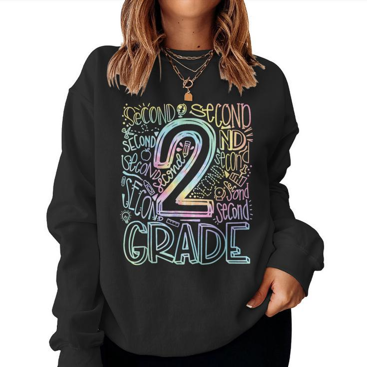 Tie Dye 2Nd Grade Typography Team Second Grade Teacher Women Sweatshirt
