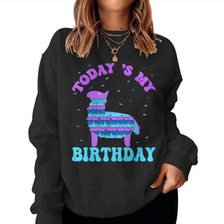 Todays My Birthda Cute Birthday Llama Bday Animal Party Women Sweatshirt