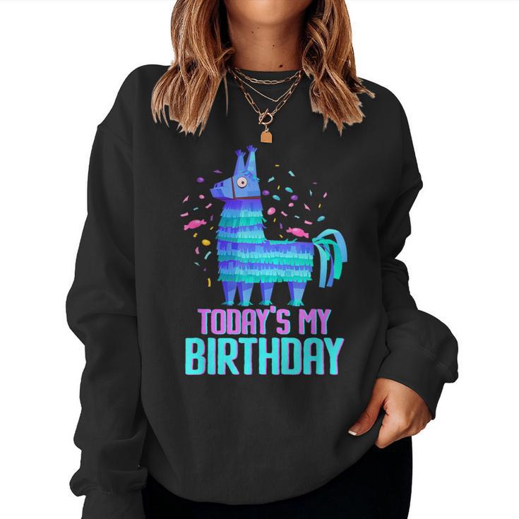 Today's My Birthday Cute Llama Party Decorations Birthday Women Sweatshirt